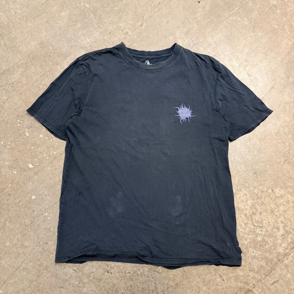 Quiksilver Originals Mens XXL 90s Fit Graphic T-Shirt Washed Black Purple Logo - Picture 2 of 5